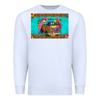 White hippie van floral skinny metal can holder Premium Sweatshirt - HRA Design Shop