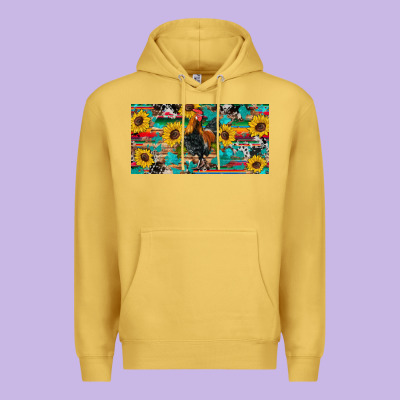 Western Coop Animals Rooster Sunflowers Cowhide Wooden Serape Glitter Premium Hoodie Designed By Artiststas