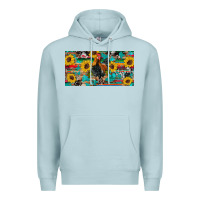 Blue Mist western coop animals rooster sunflowers cowhide wooden serape glitter Premium Hoodie - Artiststas