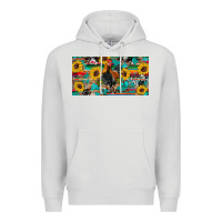 Dove Grey western coop animals rooster sunflowers cowhide wooden serape glitter Premium Hoodie - Artiststas