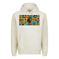 Oatmeal Heather western coop animals rooster sunflowers cowhide wooden serape glitter Premium Hoodie - Artiststas