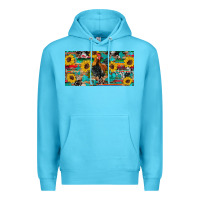 Ocean Blue western coop animals rooster sunflowers cowhide wooden serape glitter Premium Hoodie - Artiststas