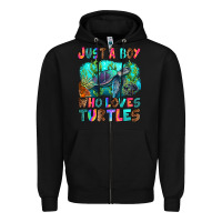 Black just a boy who loves turtles Zipper Hoodie - RanaPortraitStore