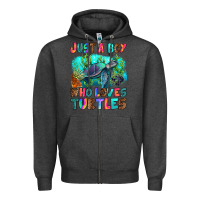 Charcoal Heather just a boy who loves turtles Zipper Hoodie - RanaPortraitStore