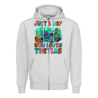 Dove Grey just a boy who loves turtles Zipper Hoodie - RanaPortraitStore