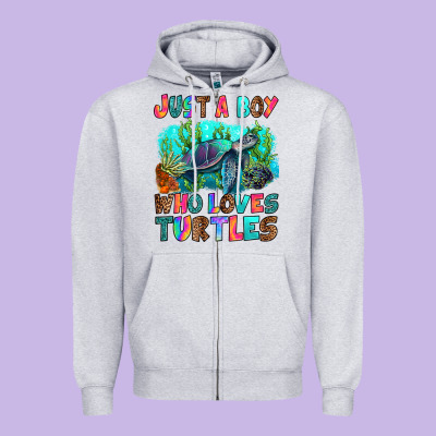 Zipper Hoodie just a boy who loves turtles