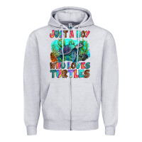 Heather Grey just a boy who loves turtles Zipper Hoodie - RanaPortraitStore
