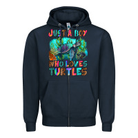 Navy just a boy who loves turtles Zipper Hoodie - RanaPortraitStore