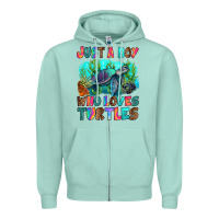 Seafoam just a boy who loves turtles Zipper Hoodie - RanaPortraitStore