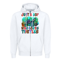 White just a boy who loves turtles Zipper Hoodie - RanaPortraitStore