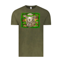 Vintage Olive st patricks day sheep shamrock gold  serape leopard glitter Vintage Tee - Artiststas