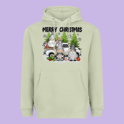 Merry Christmas Gnomies Heavyweight Hoodie Designed By Texasbilliewilder