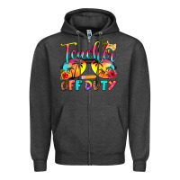 Charcoal Heather teacher off duty Zipper Hoodie - RanaPortraitStore