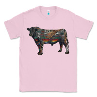 Bubblegum Pink black angus bull with western patterns Classic Tee - RanaPortraitStore