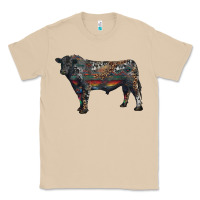 Mushroom black angus bull with western patterns Classic Tee - RanaPortraitStore