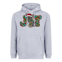Heather Grey french bulldog christmas joy Heavyweight Hoodie - RanaPortraitStore
