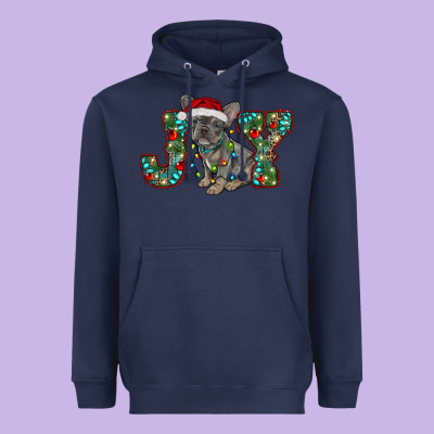 French Bulldog Christmas Joy Heavyweight Hoodie Designed By Ranaportraitstore