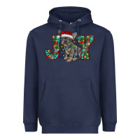 Navy french bulldog christmas joy Heavyweight Hoodie - RanaPortraitStore