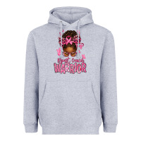 Heather Grey brest cancer warrior afro messy bun Heavyweight Hoodie - texasbilliewilder