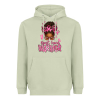 Matcha brest cancer warrior afro messy bun Heavyweight Hoodie - texasbilliewilder