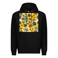 Black leopard pumpkin cactus sunflower seamless Premium Hoodie - AdoDesignShop