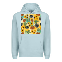 Blue Mist leopard pumpkin cactus sunflower seamless Premium Hoodie - AdoDesignShop