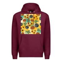 Burgundy leopard pumpkin cactus sunflower seamless Premium Hoodie - AdoDesignShop