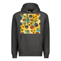 Charcoal Heather leopard pumpkin cactus sunflower seamless Premium Hoodie - AdoDesignShop