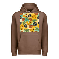 Chestnut leopard pumpkin cactus sunflower seamless Premium Hoodie - AdoDesignShop