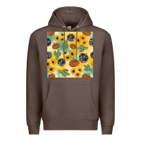 Coffee leopard pumpkin cactus sunflower seamless Premium Hoodie - AdoDesignShop