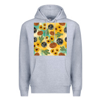 Heather Grey leopard pumpkin cactus sunflower seamless Premium Hoodie - AdoDesignShop