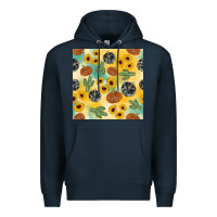 Navy leopard pumpkin cactus sunflower seamless Premium Hoodie - AdoDesignShop
