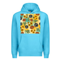 Ocean Blue leopard pumpkin cactus sunflower seamless Premium Hoodie - AdoDesignShop