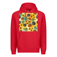 Red leopard pumpkin cactus sunflower seamless Premium Hoodie - AdoDesignShop