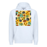 White leopard pumpkin cactus sunflower seamless Premium Hoodie - AdoDesignShop