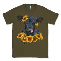 Army Green black angus calf with sunflowers Classic Tee - RanaPortraitStore