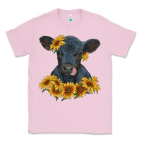 Bubblegum Pink black angus calf with sunflowers Classic Tee - RanaPortraitStore