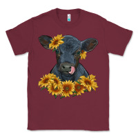 Burgundy black angus calf with sunflowers Classic Tee - RanaPortraitStore