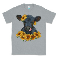 Heather Grey black angus calf with sunflowers Classic Tee - RanaPortraitStore