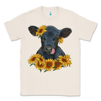 Natural black angus calf with sunflowers Classic Tee - RanaPortraitStore