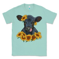 Seafoam black angus calf with sunflowers Classic Tee - RanaPortraitStore