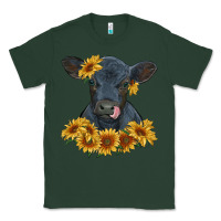 Sports Green black angus calf with sunflowers Classic Tee - RanaPortraitStore