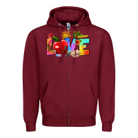Burgundy love teacher summer Zipper Hoodie - RanaPortraitStore