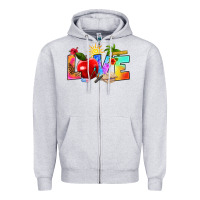 Heather Grey love teacher summer Zipper Hoodie - RanaPortraitStore