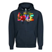 Navy love teacher summer Zipper Hoodie - RanaPortraitStore