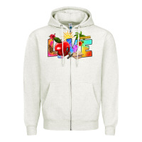 Oatmeal Heather love teacher summer Zipper Hoodie - RanaPortraitStore