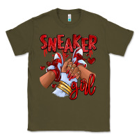 Army Green red sneaker girl afro woman Classic Tee - RanaPortraitStore