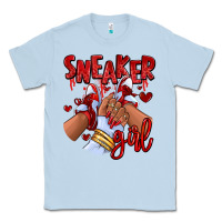 Dusty Blue red sneaker girl afro woman Classic Tee - RanaPortraitStore