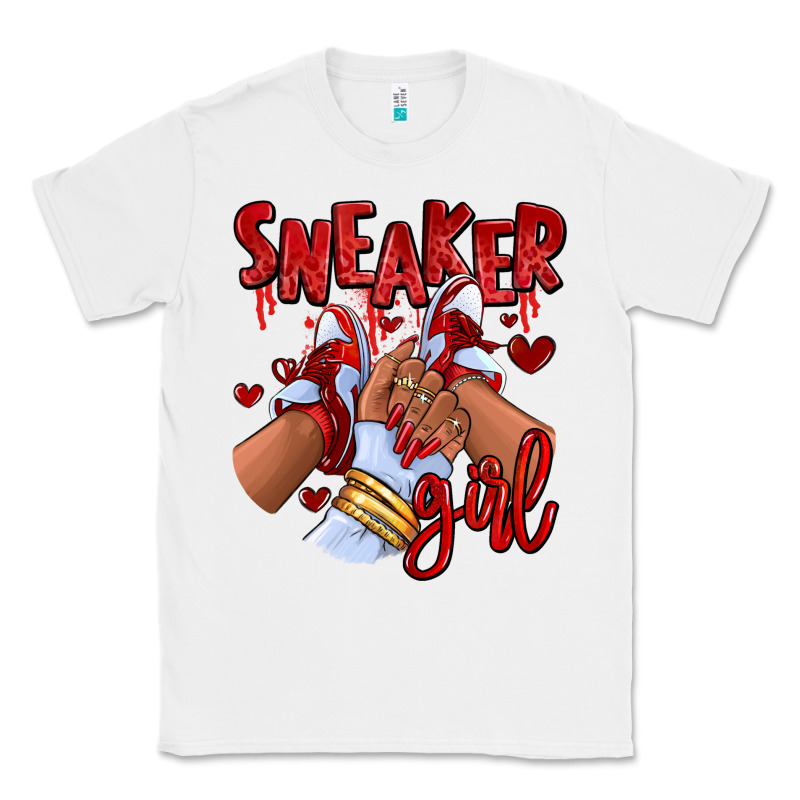 Red Sneaker Girl Afro Woman Classic Tee by RanaPortraitStore | Teevron