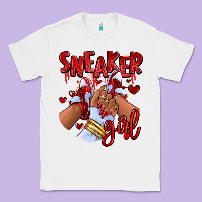 Red Sneaker Girl Afro Woman Classic Tee Designed By Ranaportraitstore